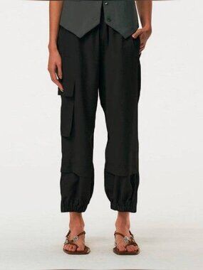 Tibi Wilt Black Tropical Wool Pull-On Jogger